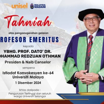 PROF. DATO’ DR. MOHAMMAD REDZUAN OTHMAN TERIMA PENGANUGERAHAN GELARAN PROFESOR EMERITUS